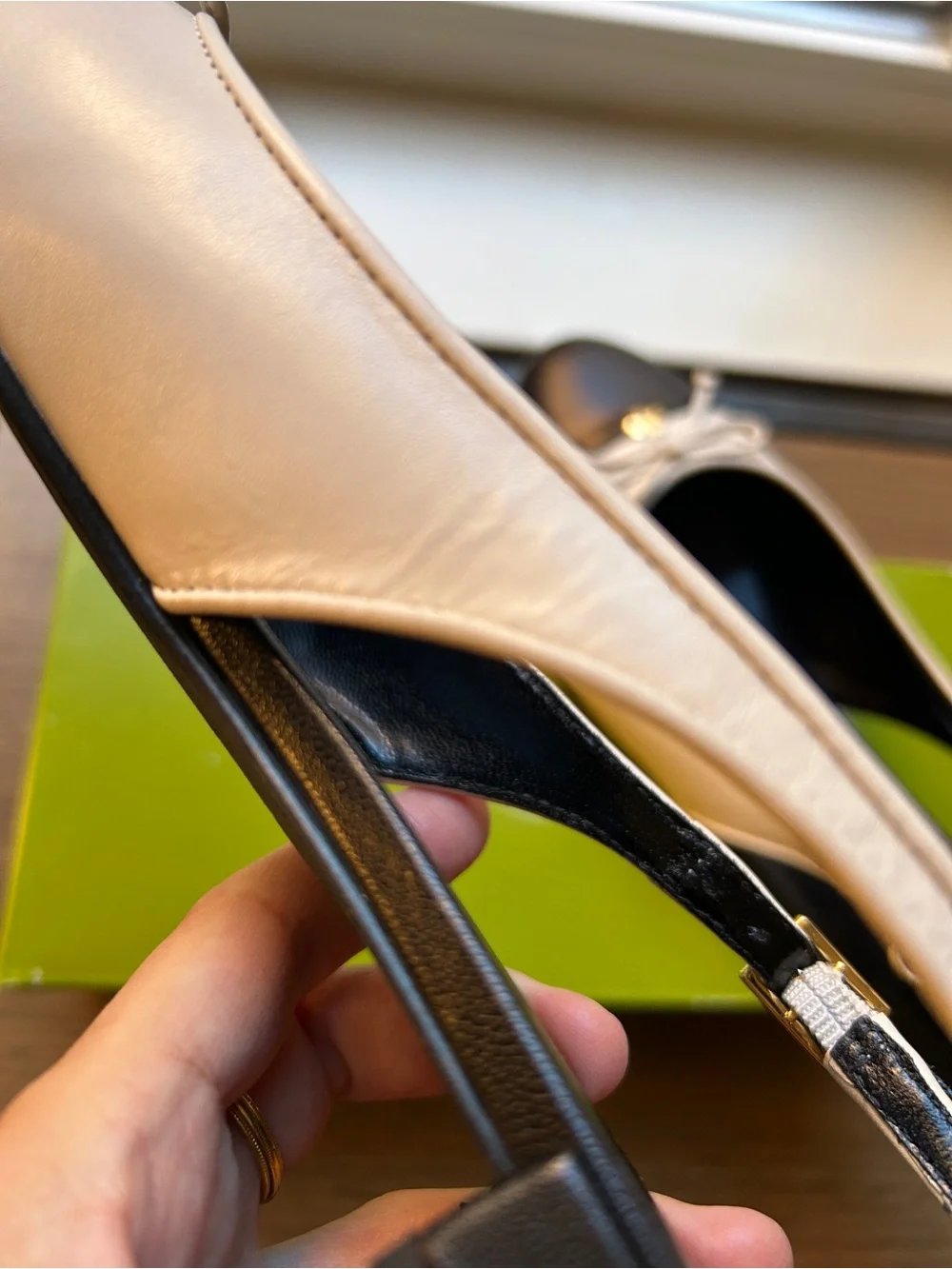 New Tory Burch Cap-Toe Slingback Ballet Cream/Black, Size 7, $300 Retail